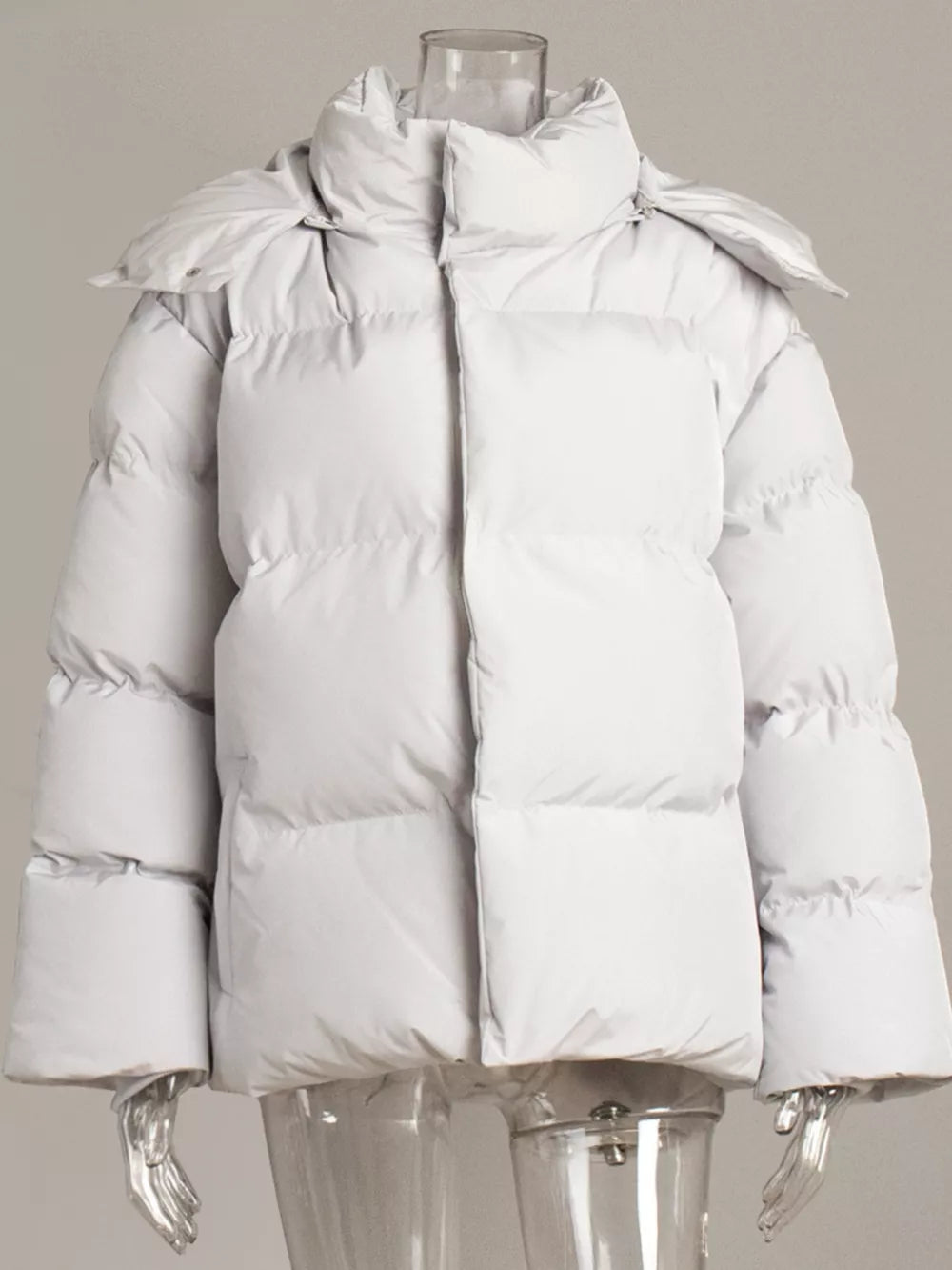 Pocketed Zip Up Hooded Puffer Jacket nicholesgifts