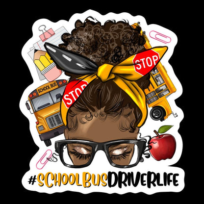 African American Woman School Bus Driver Sticker
