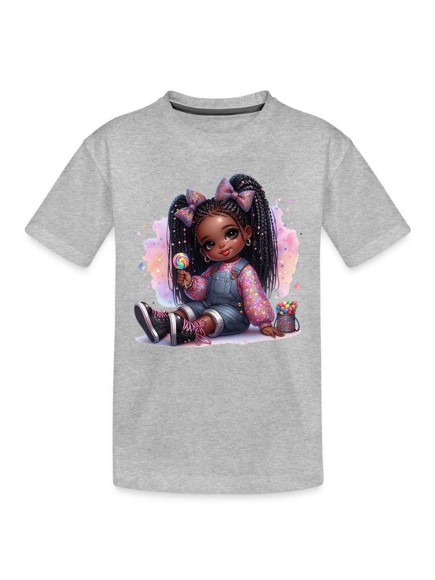 African American Toddler Girls Pretty in Bows Organic Short Sleeve T-Shirt