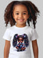 African American Toddler Girls Pretty Bows and Beads Organic Short Sleeve T-Shirt