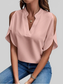 Notched Cold Shoulder Half Sleeve Blouse nicholesgifts