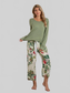 Round Neck Top and Printed Pants Lounge Set nicholesgifts