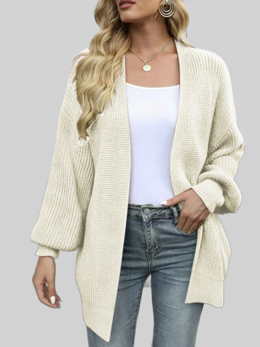 Drop Shoulder Balloon Sleeve Cardigan nicholesgifts