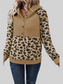 Leopard Half Button Long Sleeve Hoodie nicholesgifts