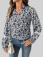 Printed Tie Neck Long Sleeve Blouse NicholesGifts