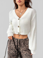 Button-Up Cropped Cardigan NicholesGifts
