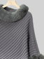 Women Fuzzy Trim Texture Three-Quarter Sleeve Poncho nicholesgifts