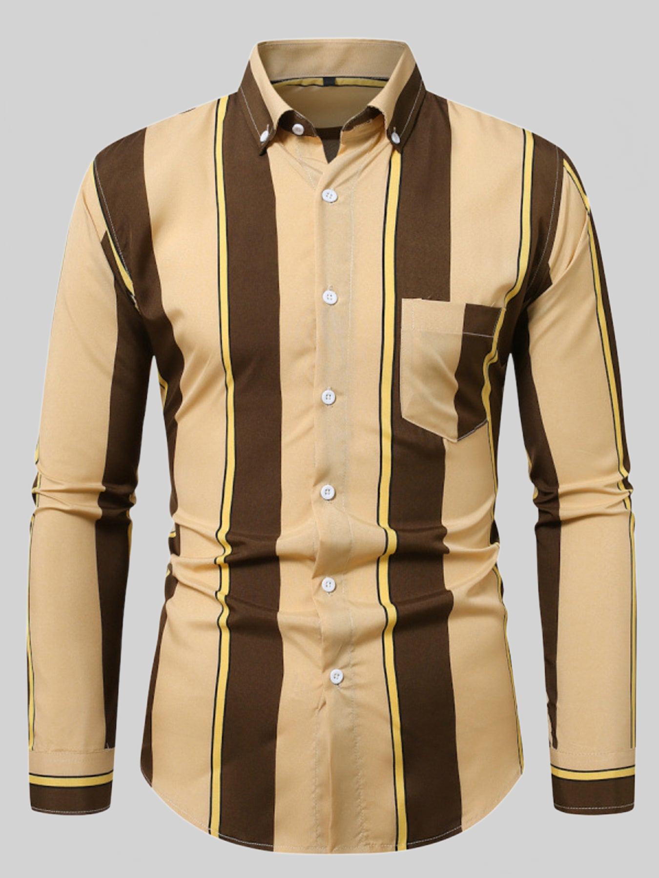 Men's Plus Size Slim Fit Striped Button Up Shirt nicholesgifts