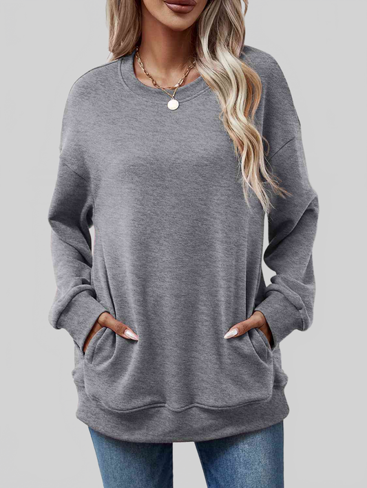 Women Dropped Shoulder Sweatshirt with Pockets nicholesgifts