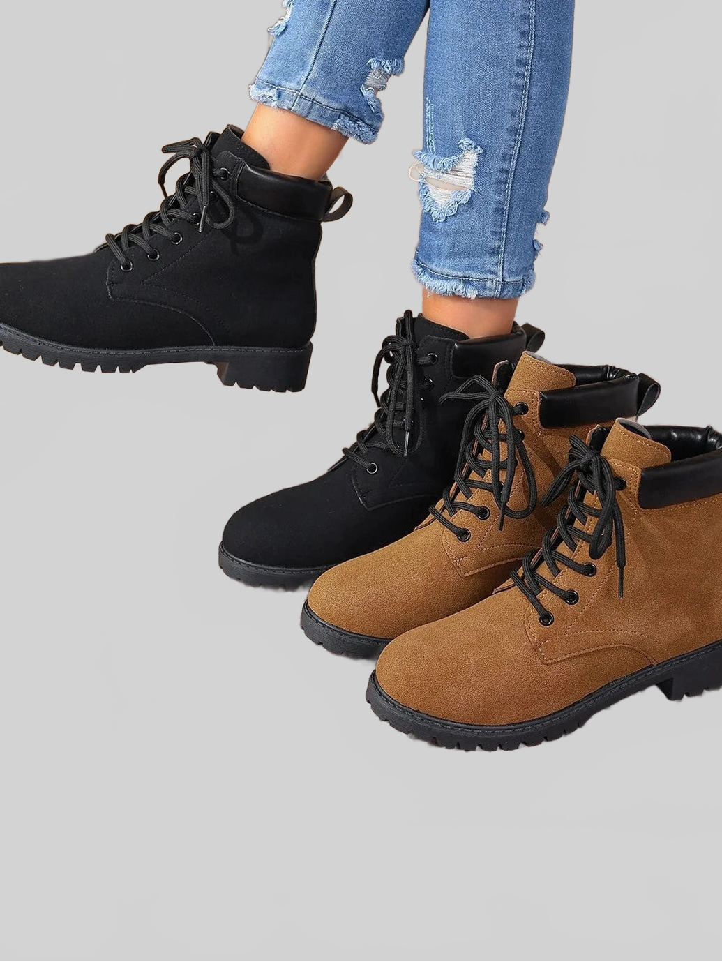 Women Lace Up Block Heel Boots NicholesGifts