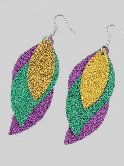 Women PU Leather Leaf Dangle St. Patrick's Day Earrings NicholesGifts