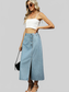 Slit Button Detail Denim Midi Skirt nicholesgifts