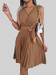 Tied Surplice Sleeveless Pleated Dress nicholesgifts