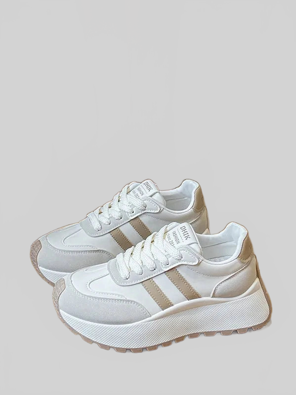 Side Striped Lace Up Platform Athletic Sneakers nicholesgifts