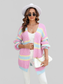 Angel Wings Color Block Ribbed Dropped Shoulder Open Front Cardigan nicholesgifts
