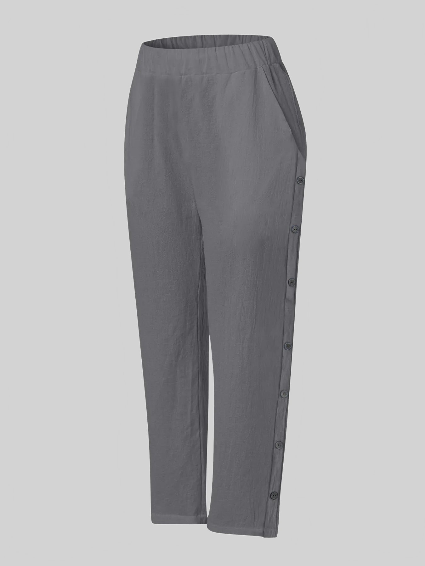 Women Full Size Side Decor Button Casual Wide Leg Pants Plus Size nicholesgifts