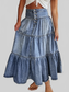 Tiered Button-Fly Denim Skirt nicholesgifts