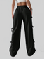 Women Cargo Wide Leg Pants with Side Tie Details nicholesgifts