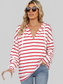 Drawstring Striped Long Sleeve Hoodie NicholesGifts
