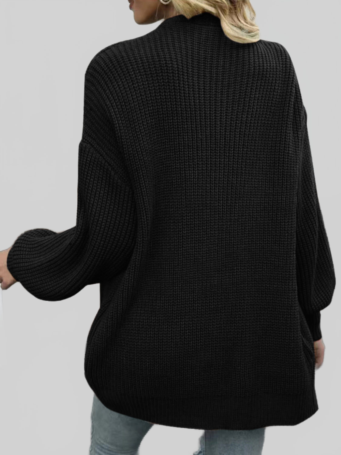 Drop Shoulder Balloon Sleeve Cardigan nicholesgifts