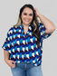 Women Double Take Full Size Geometric Notched Half Sleeve Blouse nicholesgifts