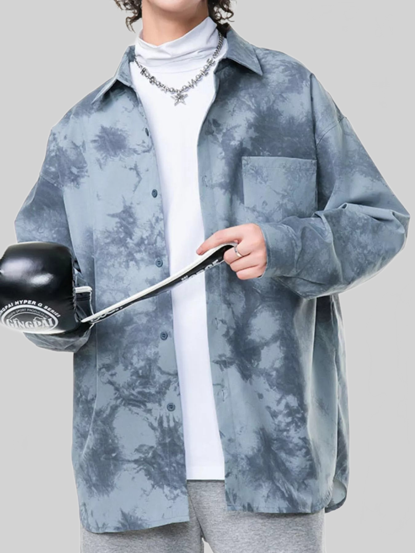 Men's Plus Size Tie-Dye Oversized Button-Up Shirt nicholesgifts