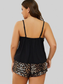 Plus Size Lace Trim Scoop Neck Cami and Printed Shorts Pajama Set nicholesgifts