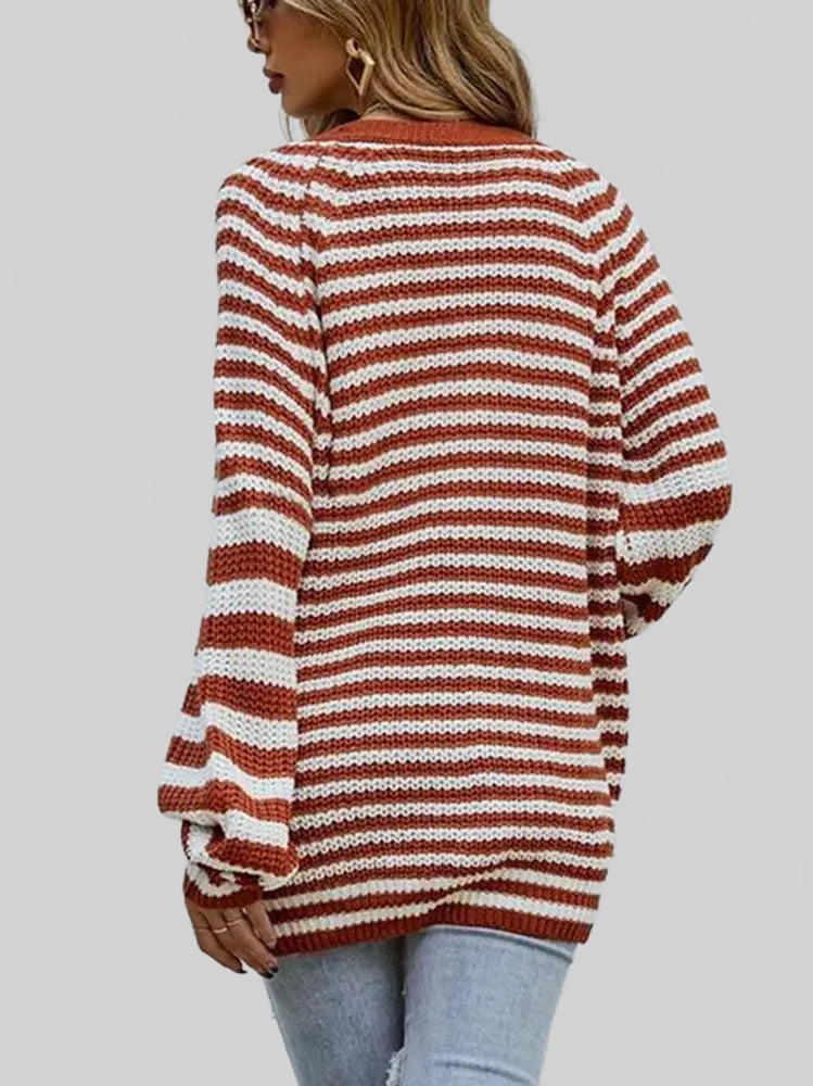 Striped Button Down Long Sleeve Cardigan nicholesgifts