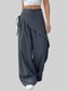 Women Wrap-Front Wide-Leg Pants nicholesgifts