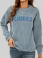 Women American Graphic Dropped Shoulder Sweatshirt nicholesgifts