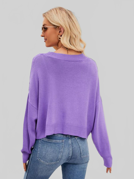 Women V-Neck Button Down Cardigan nicholesgifts