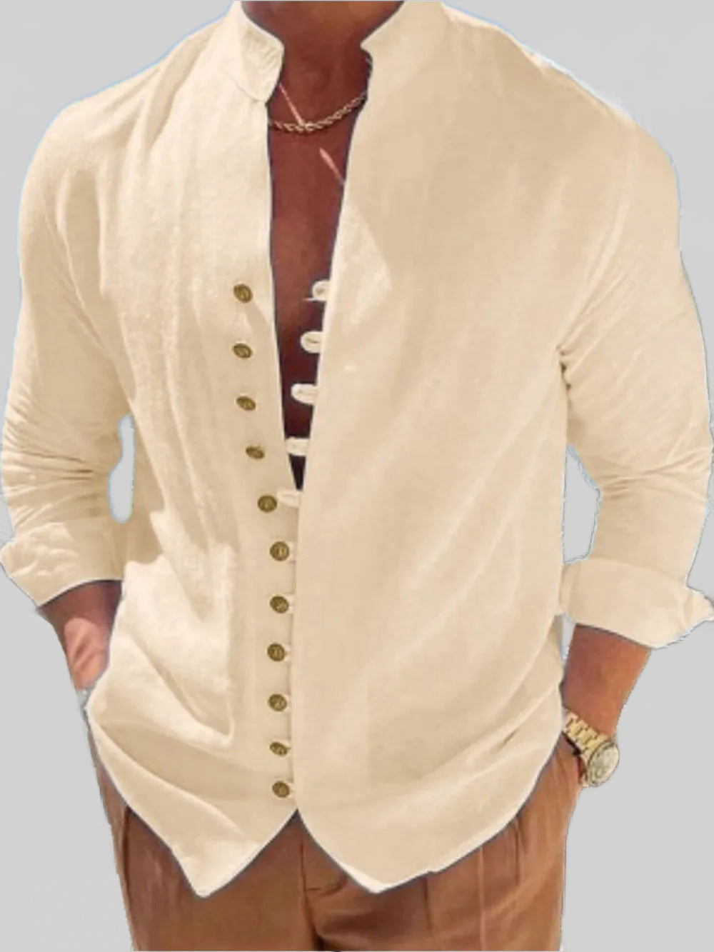 Men's Full Size Button Front Long Sleeve Shirt Plus Size nicholesgifts