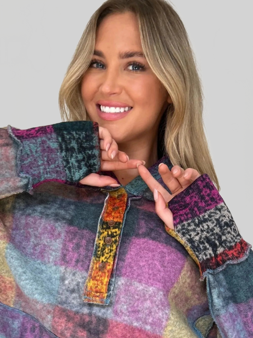 Double Take Full Size Plaid Dropped Shoulder Fleece Hoodie NicholesGifts