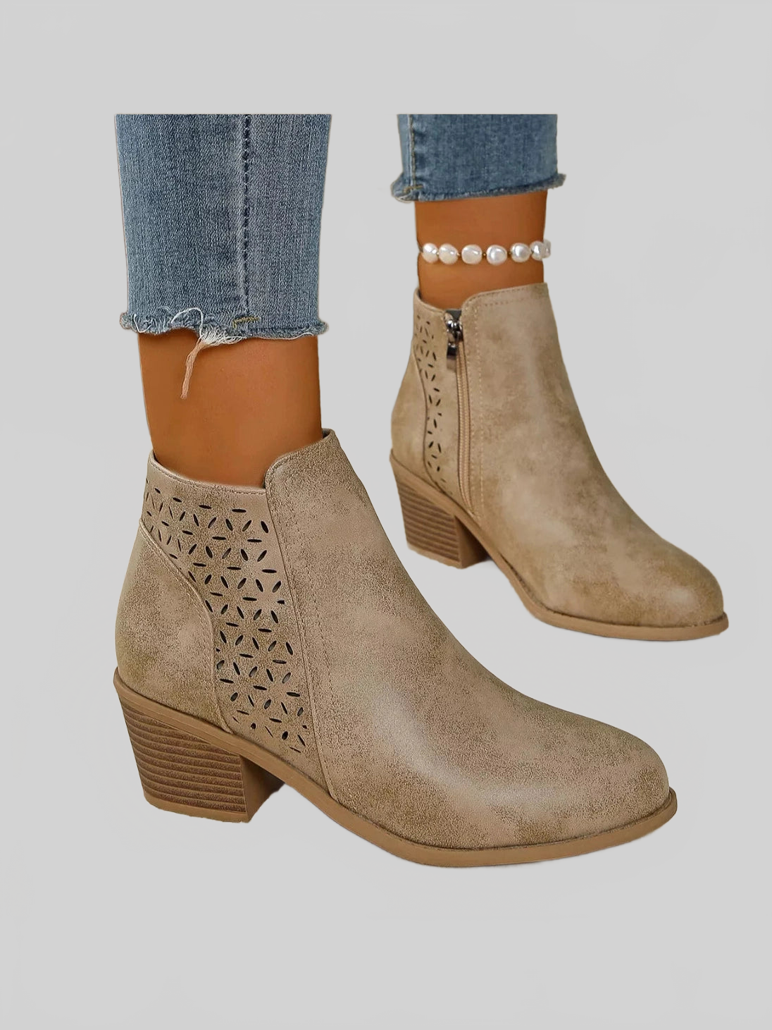 Point Toe Block Heels Boots nicholesgifts