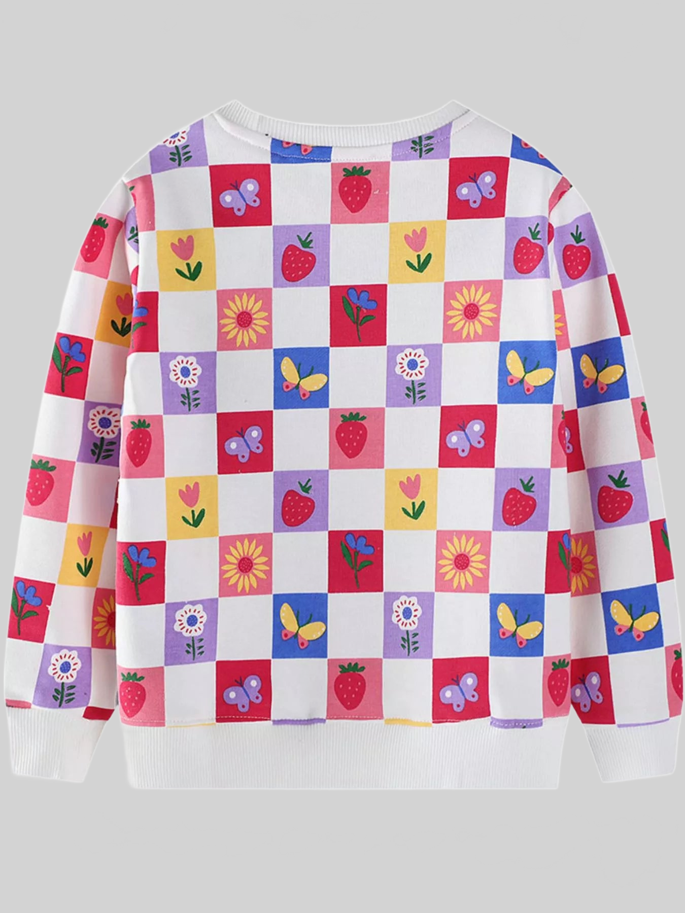 Toddler Girls Colorful Checkered Pattern Sweatshirt nicholesgifts