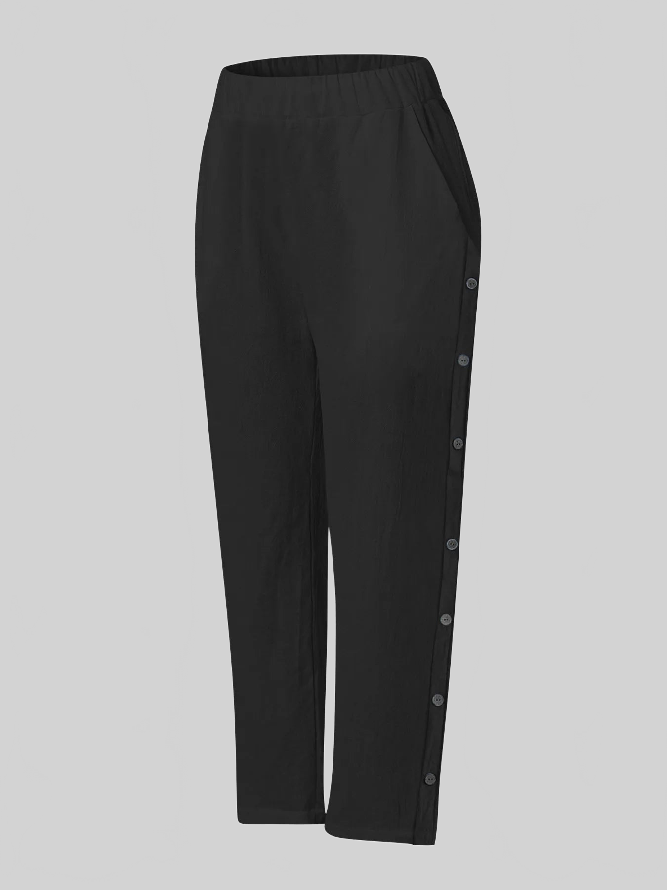 Women Full Size Side Decor Button Casual Wide Leg Pants Plus Size nicholesgifts