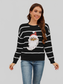 Women Sequin Santa Striped Round Neck Long Sleeve Sweater nicholesgifts