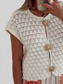 Crochet Short Sleeve Button Front Cardigan nicholesgifts