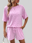 Flower Round Neck Top and Shorts Lounge Set nicholesgifts