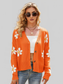 Floral Ribbed Trim Drop Shoulder Cardigan nicholesgifts