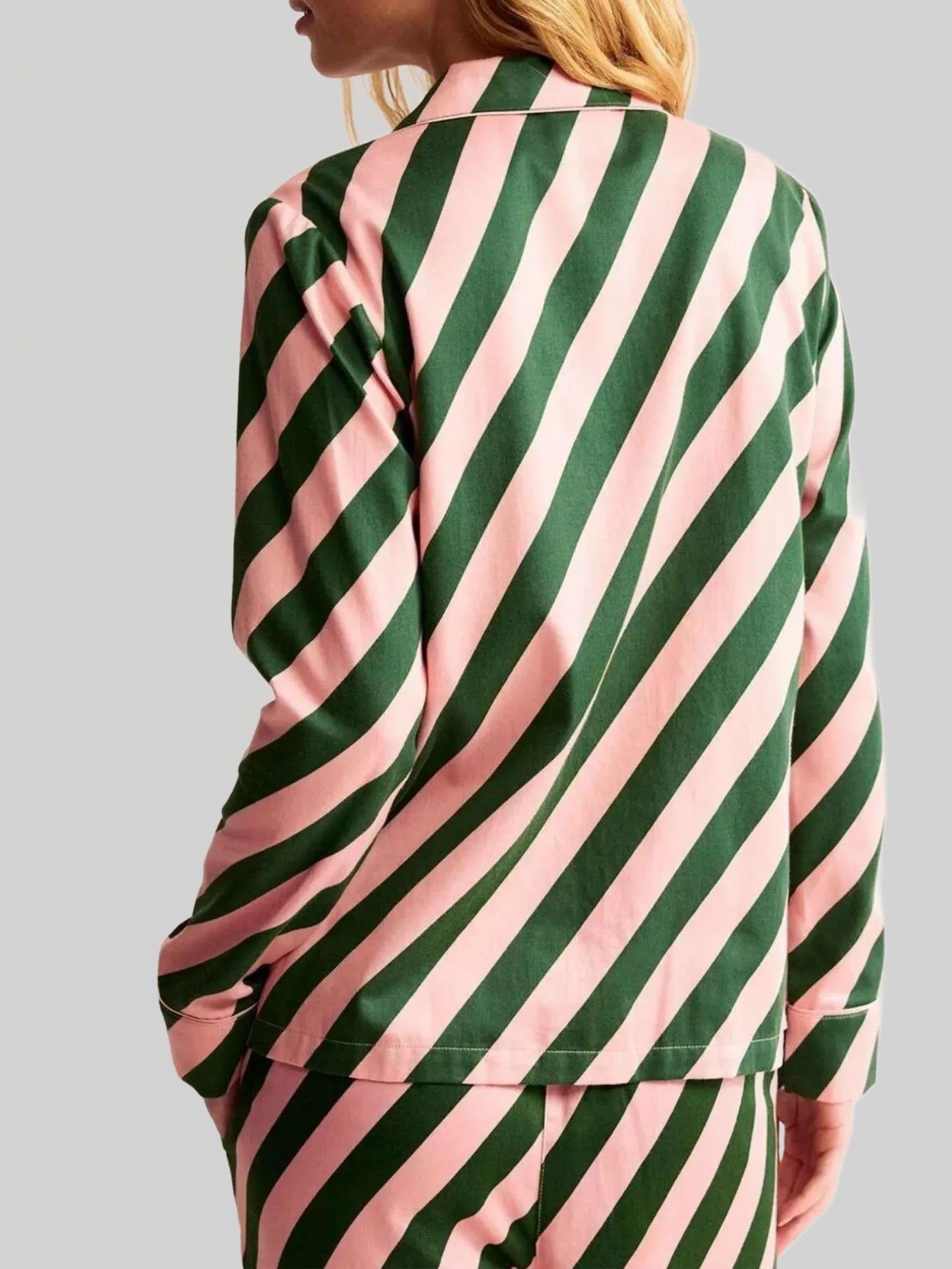Striped Long Sleeve Shirt and Pants Lounge Set nicholesgifts