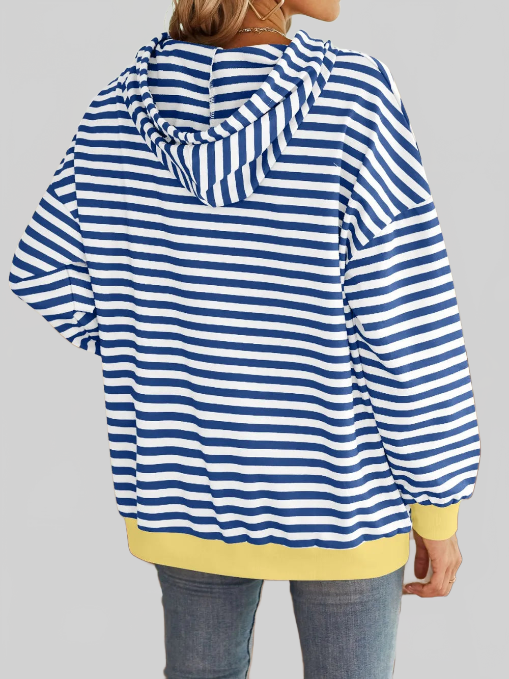 Lovelet Drawstring Striped Long Sleeve Hoodie NicholesGifts