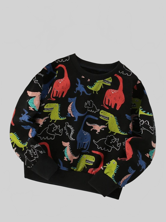 Toddler Boys Dinosaur Print Crew Neck Sweatshirt NicholesGifts