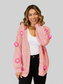 Women Angel Wings Flower Dropped Shoulder Open Front Cardigan nicholesgifts