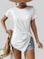 Women Asymmetric Hem Round Neck Short Sleeve T-Shirt nicholesgifts