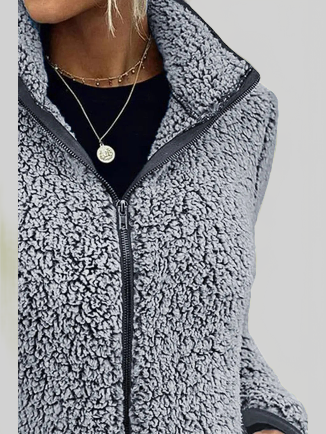 Pocketed Zip Up Turtleneck Jacket nicholesgifts