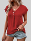 Decorative Button V-Neck Short Sleeve Blouse nicholesgifts