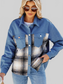 Plaid Button Up Long Sleeve Denim Jacket nicholesgifts