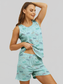 Printed Round Neck Top and Shorts Lounge Set nicholesgifts
