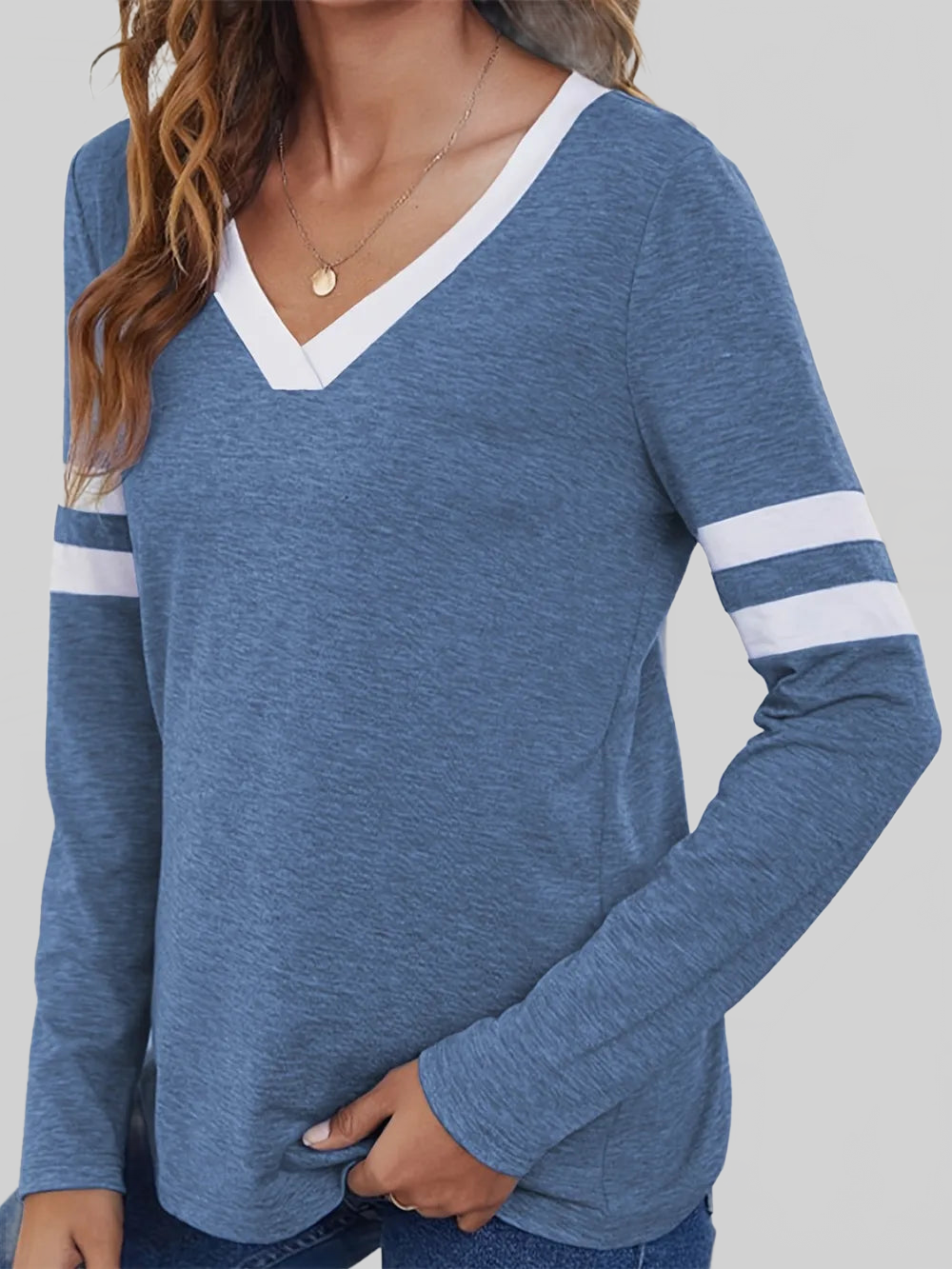 Heathered V-Neck Long Sleeve T-Shirt NicholesGifts